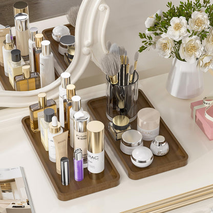 Sustainable Bamboo Bathroom Vanity Tray: Sleek Countertop Organizer