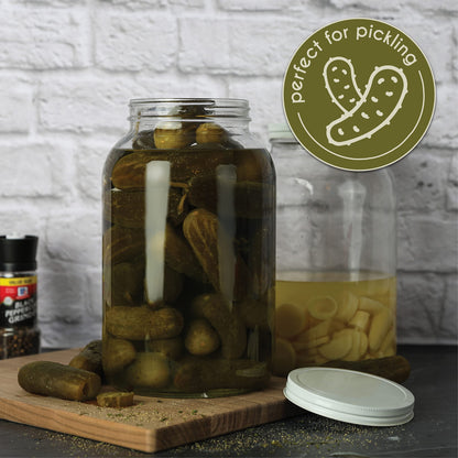 Kitchentoolz 1-Gallon Glass Mason Jars with Airtight Metal Lids (2-Pack)