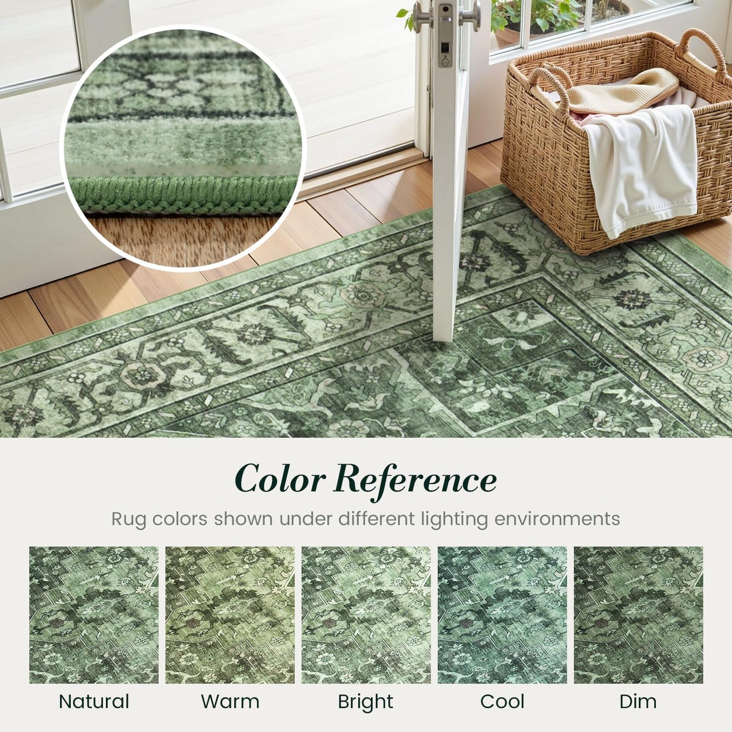Vibrug Coastal Medallion OEKO-TEX Certified Washable Area Rug