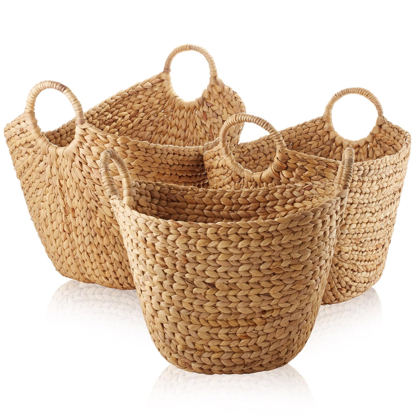 Casafield Set of 3 Sustainable Woven Water Hyacinth Boat Baskets