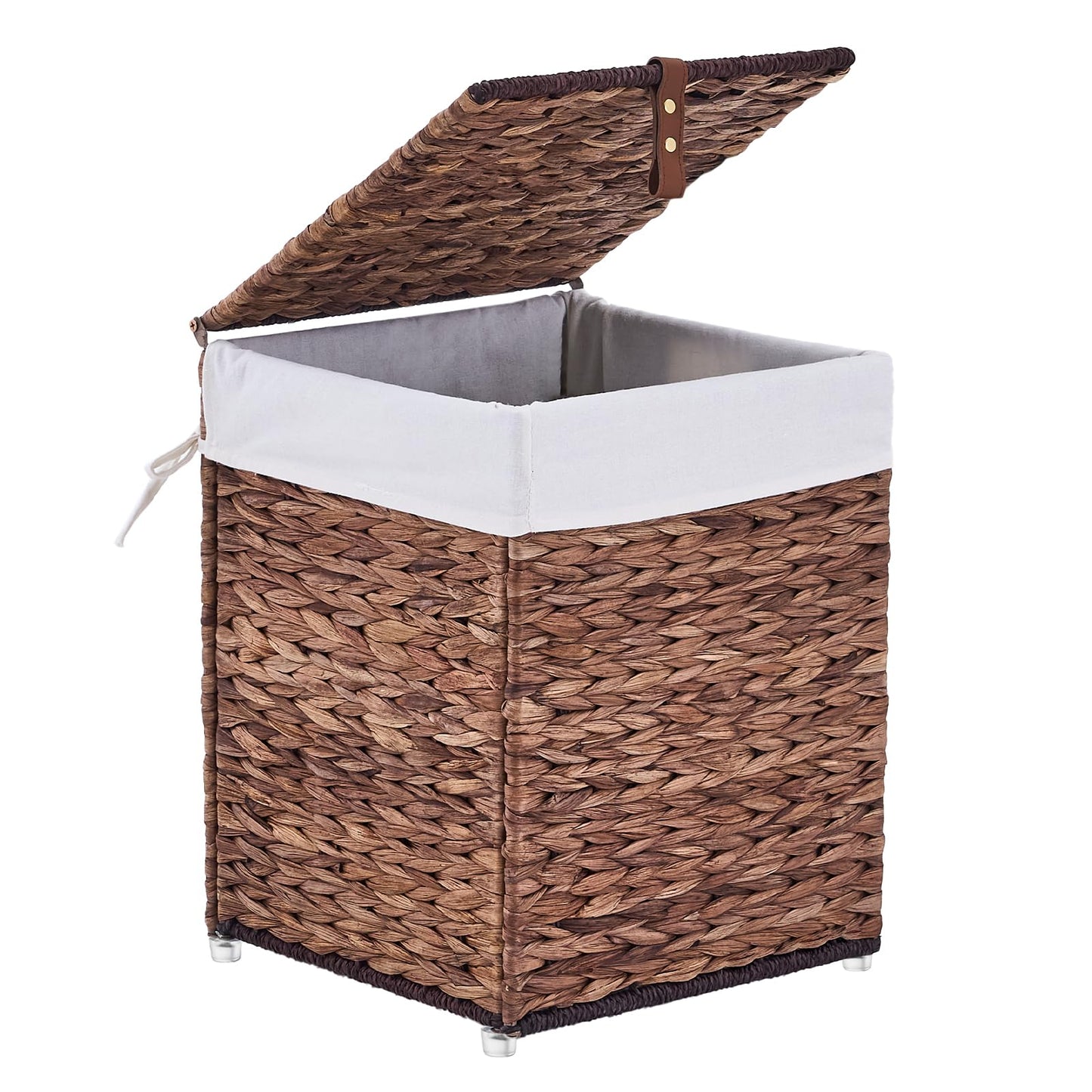 LGENHOOM Handwoven Natural Water Hyacinth Hamper with Lid