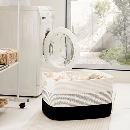 Artfeel 65L Rectangle Woven Natural Cotton Rope Storage Basket