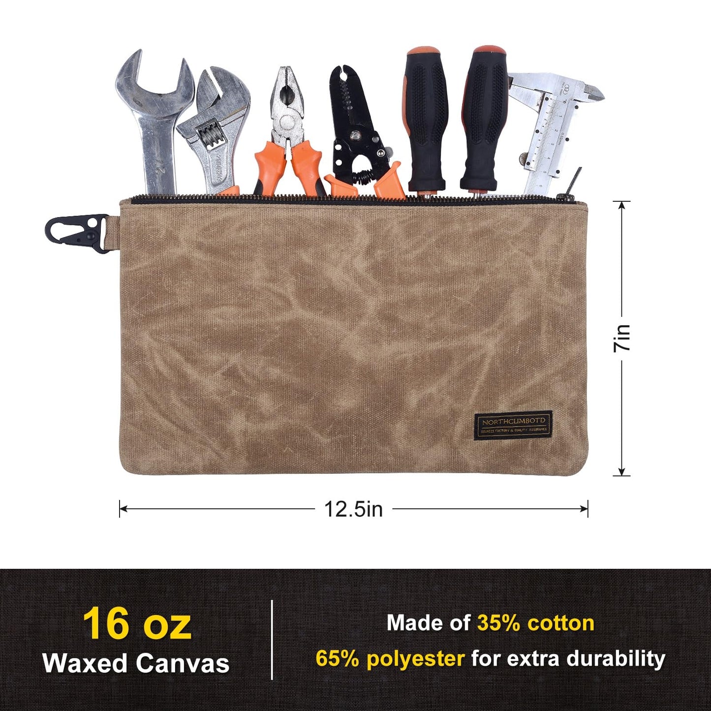 Waxed Canvas Heavy-Duty Zippered Utility Pouches (4-Pack)