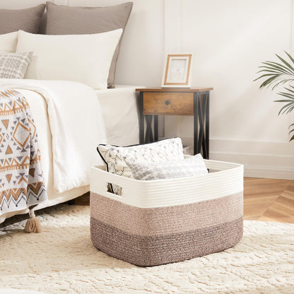 Artfeel 65L Rectangle Woven Natural Cotton Rope Storage Basket