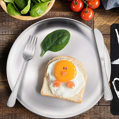 HaWare 18/8 Stainless Steel Unbreakable Toddler Plates (4-Pack)