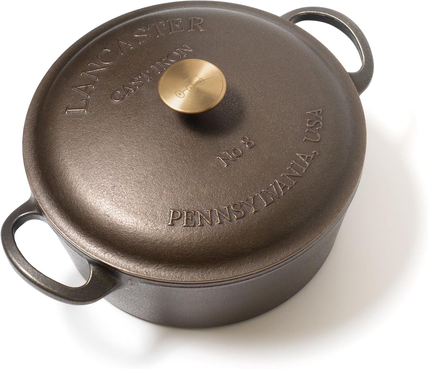 Cast iron pot with lid on a white background