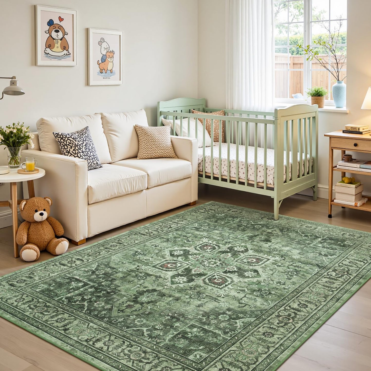 Vibrug Coastal Medallion OEKO-TEX Certified Washable Area Rug