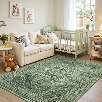 Vibrug Coastal Medallion OEKO-TEX Certified Washable Area Rug