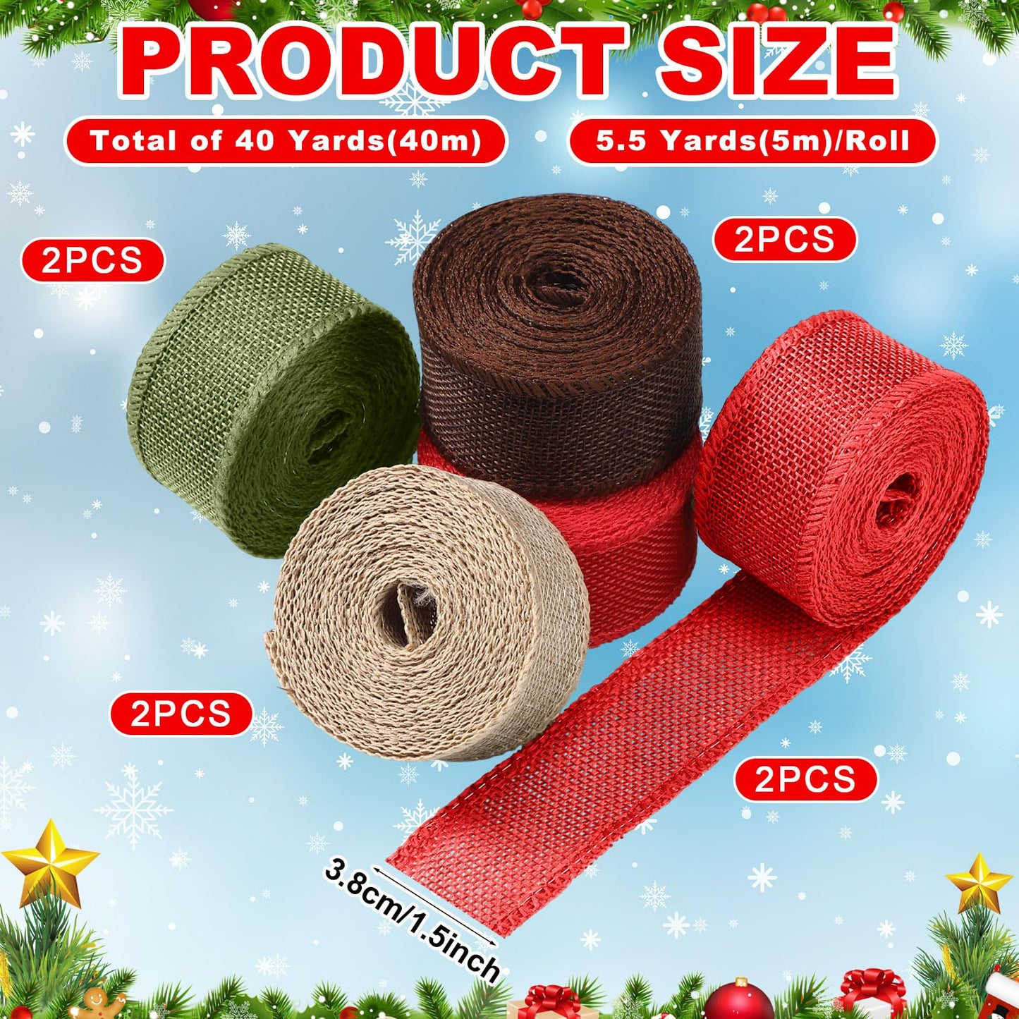 Extended 12-Yard Burlap Ribbon: Natural Wired Edge for Permanent, Handmade Bows & Garlands