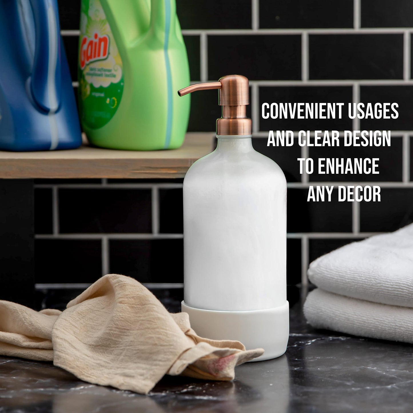 Kitchentoolz 32 oz Glass Pump Bottle with Stainless Steel Pump