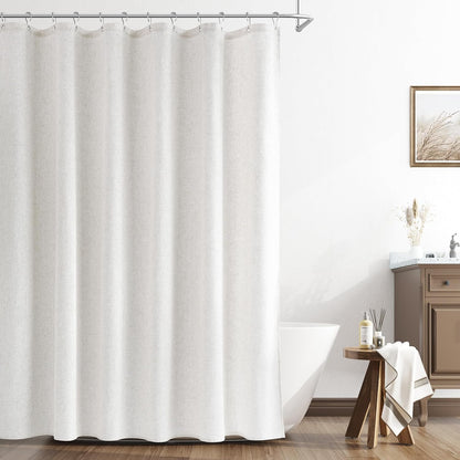 Naturoom Weighted Natural Flax Linen Shower Curtain Set