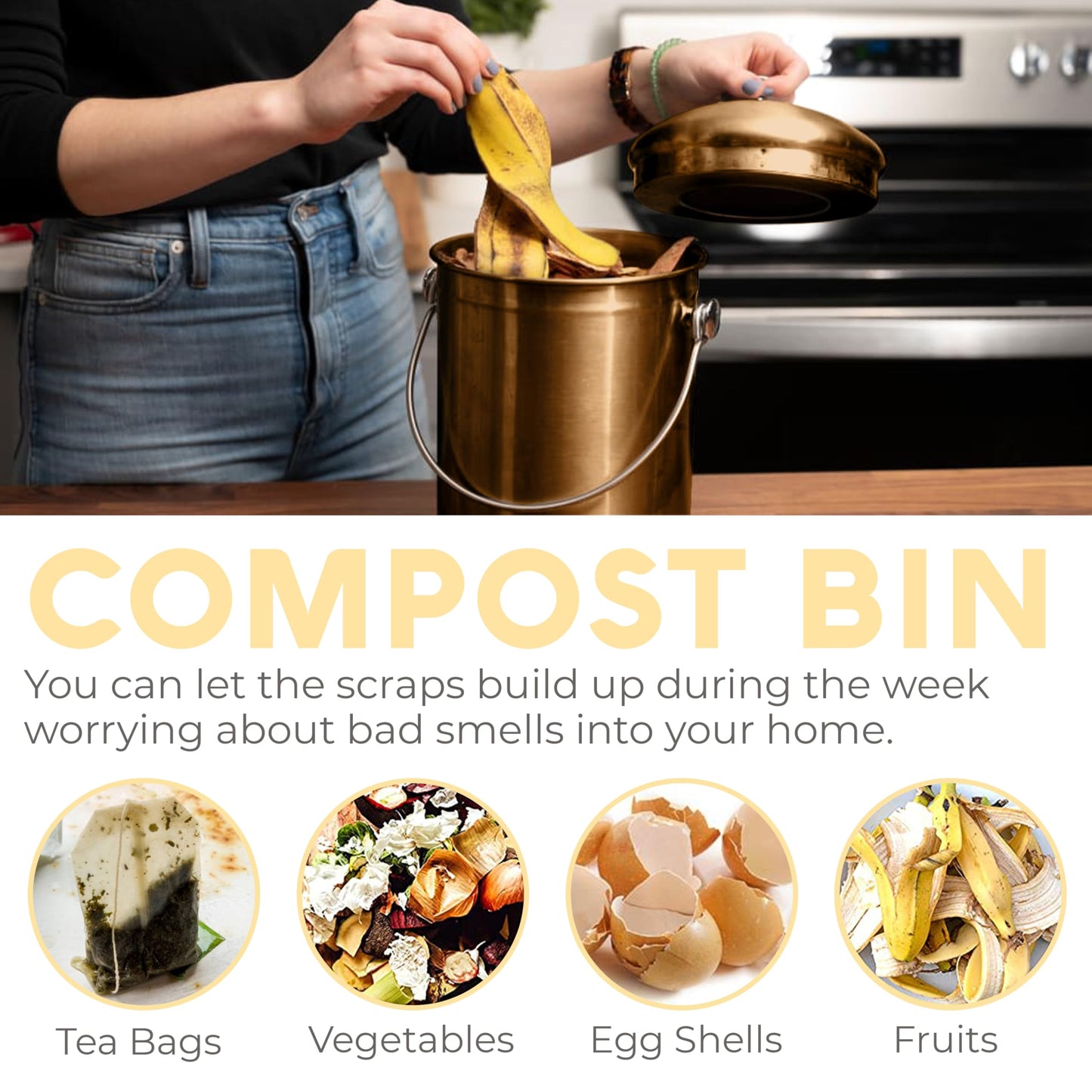 Odorless Indoor Composting: EPICA One-Piece Molded Stainless Bin
