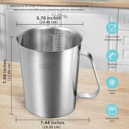 Newness Stainless Steel Measuring Cup with Triple Measurement Scales