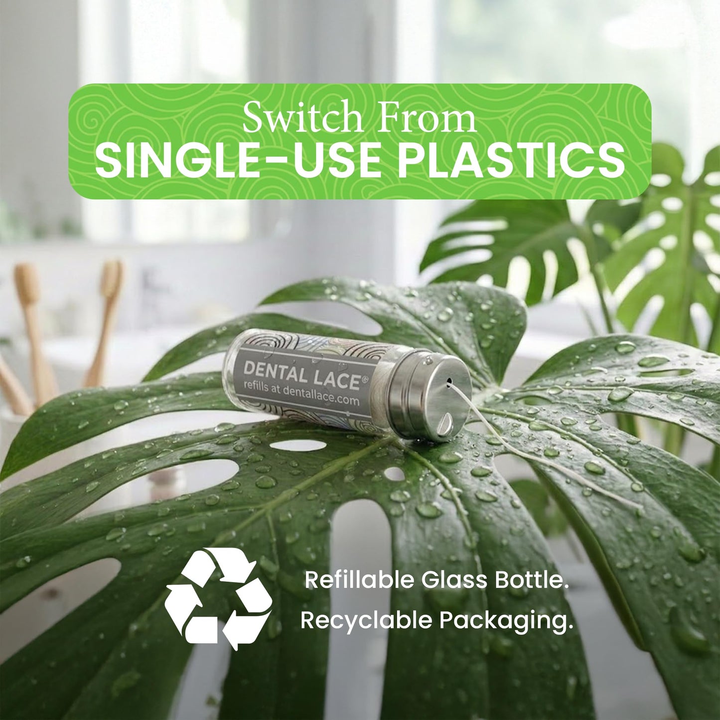 Refillable Silk Dental Floss, PFAS-Free, Glass Container – Dental Lace
