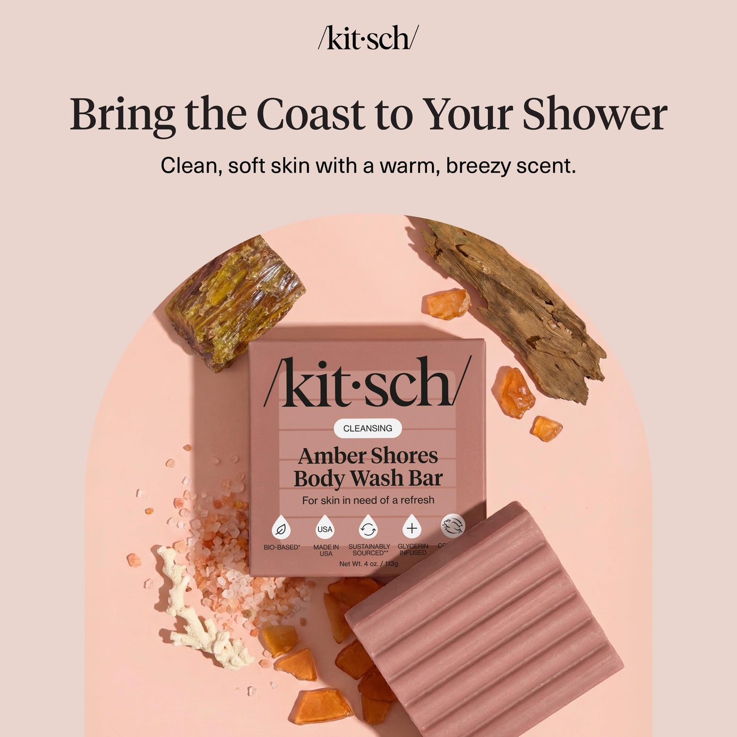 Plastic-Free Sugar Body Scrub Bar, Vegan & Leaping Bunny – Kitsch