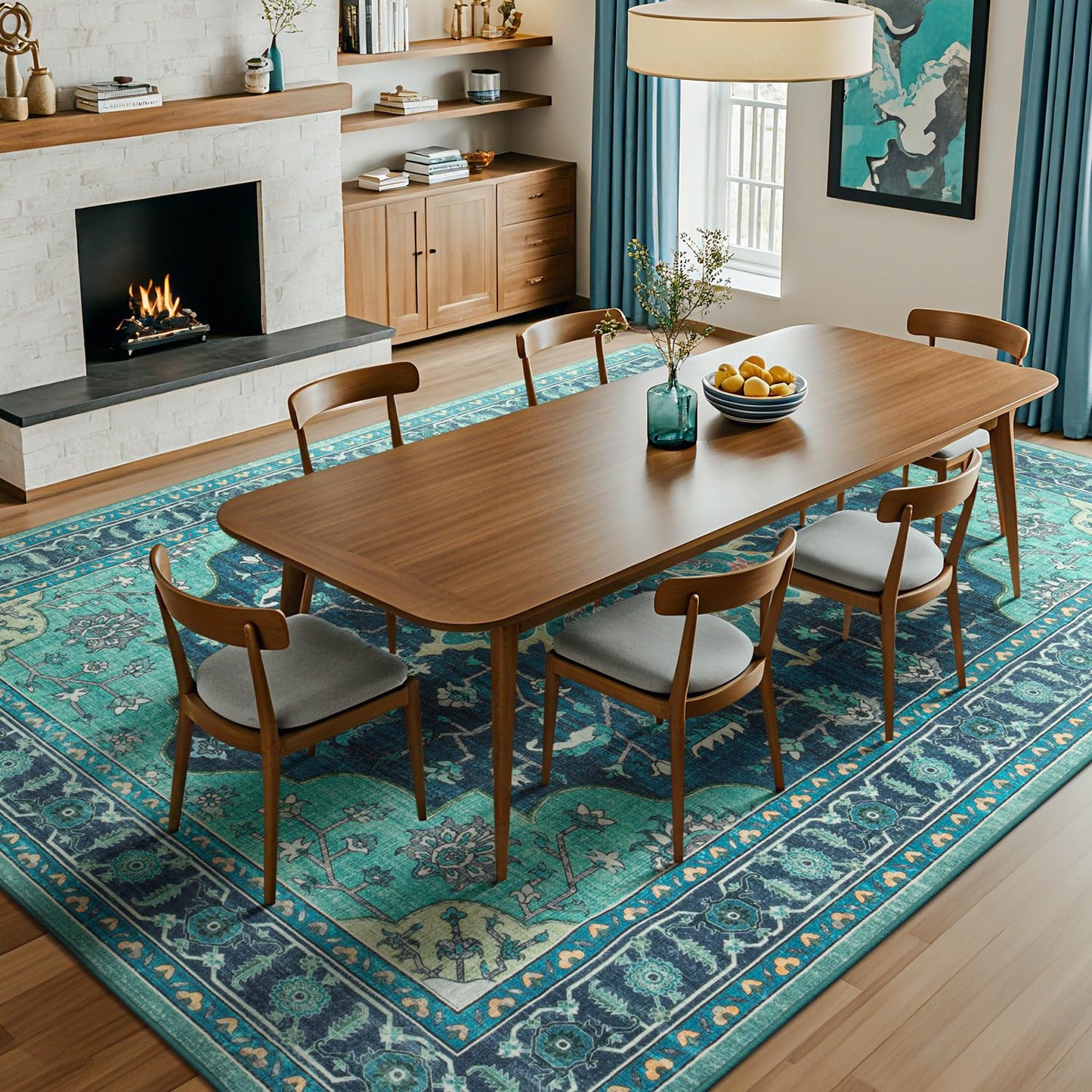 Vibrug Coastal Medallion OEKO-TEX Certified Washable Area Rug