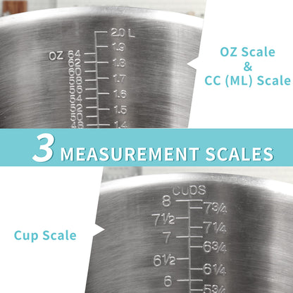 Newness Stainless Steel Measuring Cup with Triple Measurement Scales
