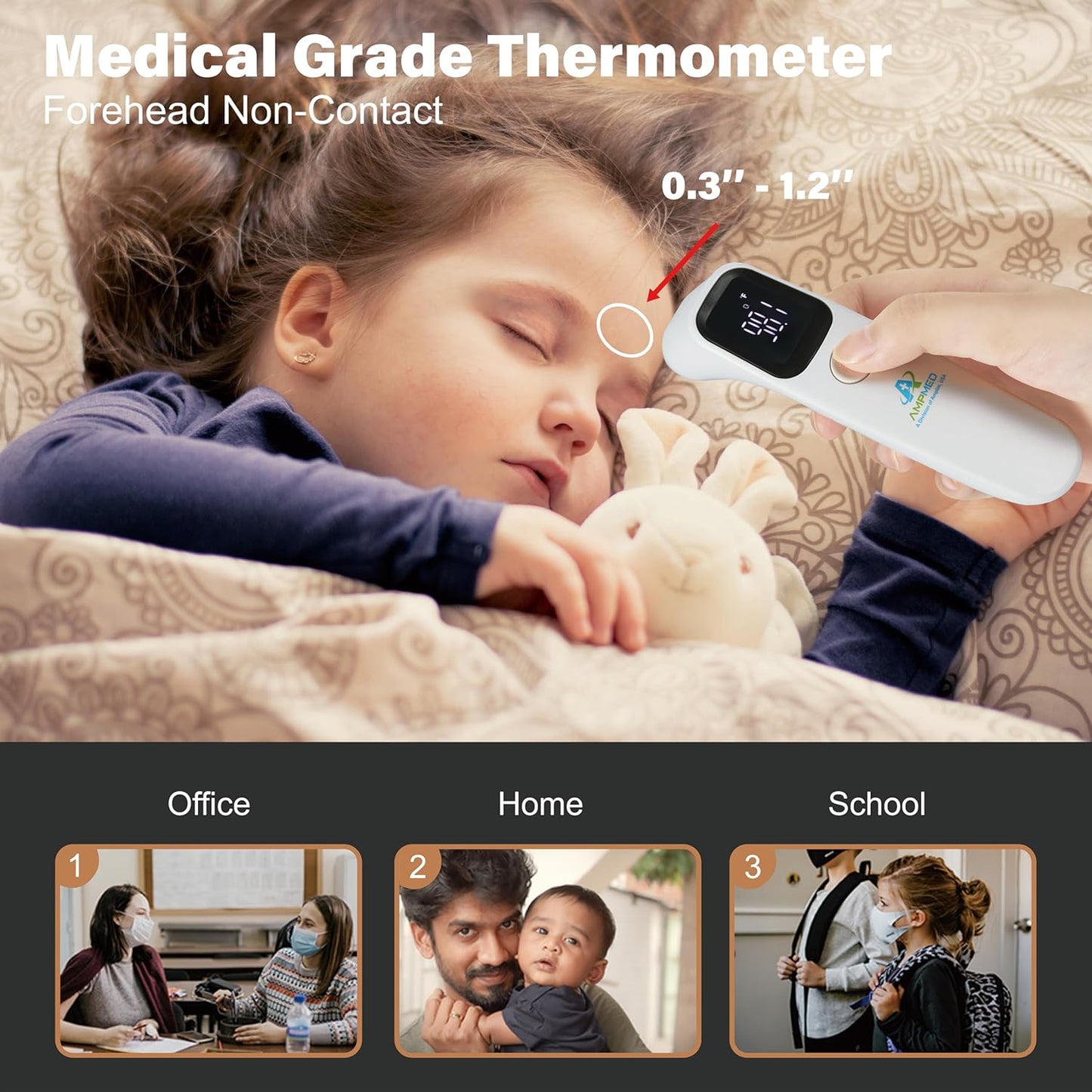 Amplim Forehead Thermometer: No-Touch Medical-Grade Infrared