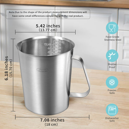 Newness Stainless Steel Measuring Cup with Triple Measurement Scales