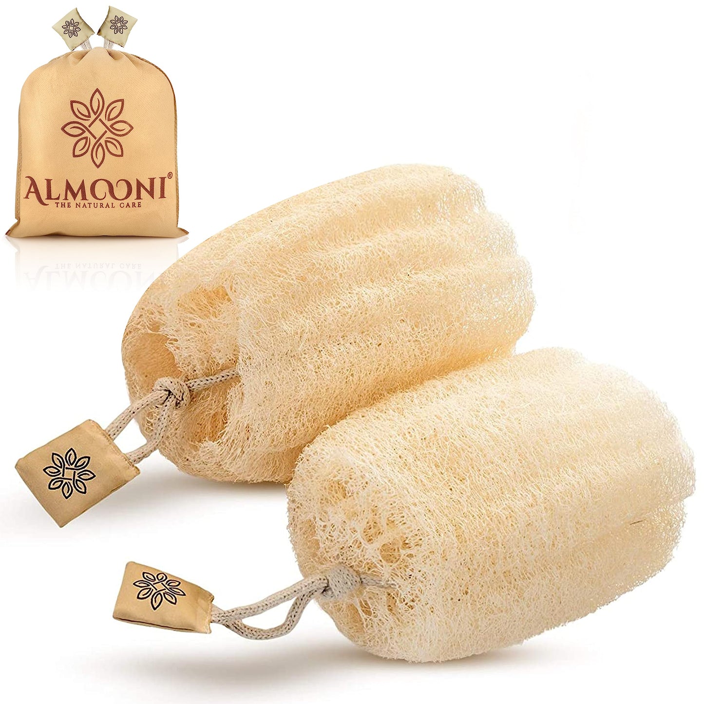 Almooni Natural Egyptian Loofah Exfoliating Body Scrubber (3-Pack)