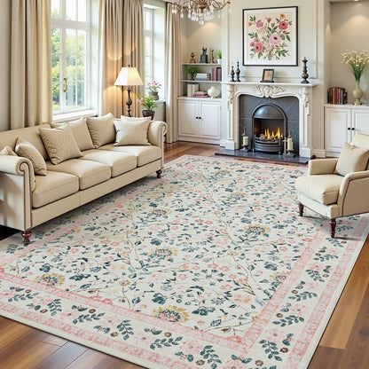 Vibrug Coastal Medallion OEKO-TEX Certified Washable Area Rug