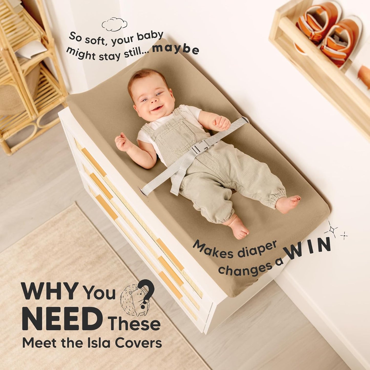 Soothe 100% GOTS-Certified Organic Cotton Changing Pad Covers (2-Pack)