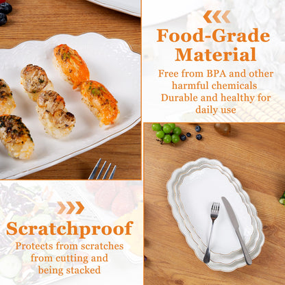 Kassel 3-Piece Ceramic Serving Platter Set: Artisan Lead-Free Ceramic for Zero-Plastic Party Presentation