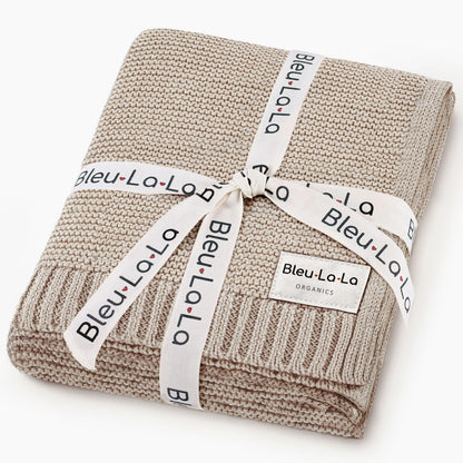 Bleu La La Heritage Knit Blanket: 100% Organic Cotton Luxury