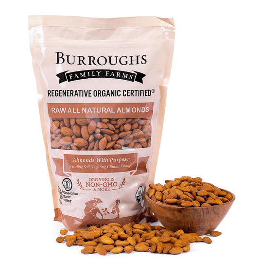 Burroughs Family Farms Regenerative Organic Raw Almonds | TRUE Shift Soil‑Restoring Snack (3 lb Bag)