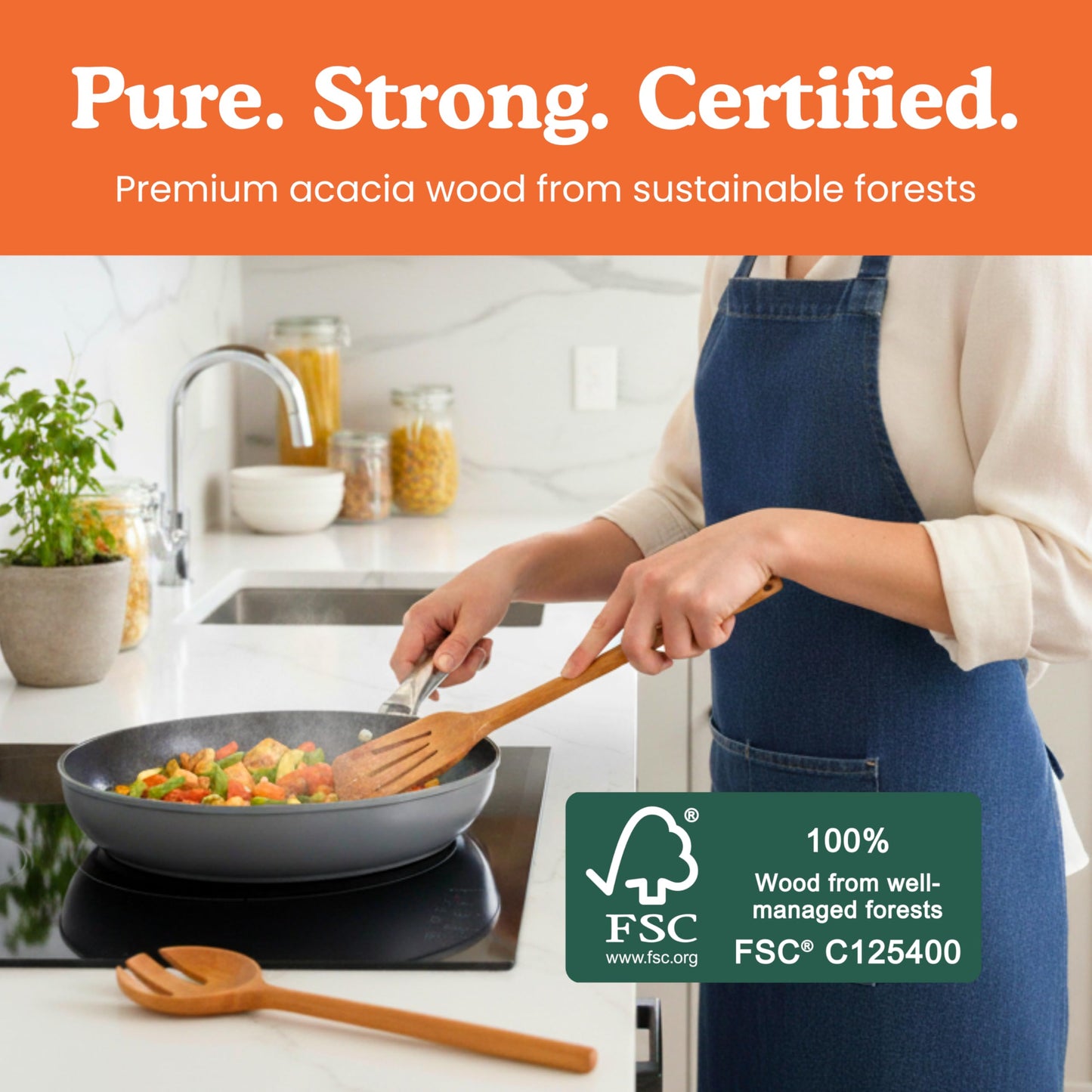 Non-Toxic 6-Piece One-Piece Wooden Utensil Set