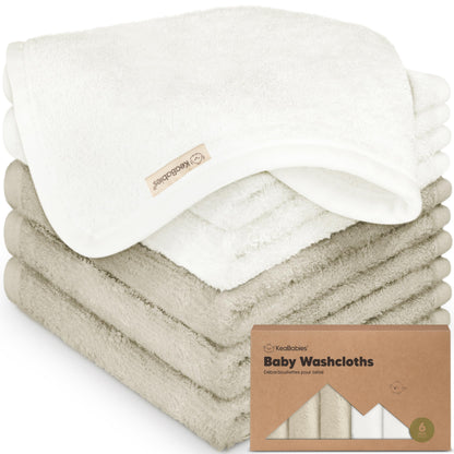 KeaBabies Bamboo Washcloths: 500GSM Ultra-Soft 6-Pack