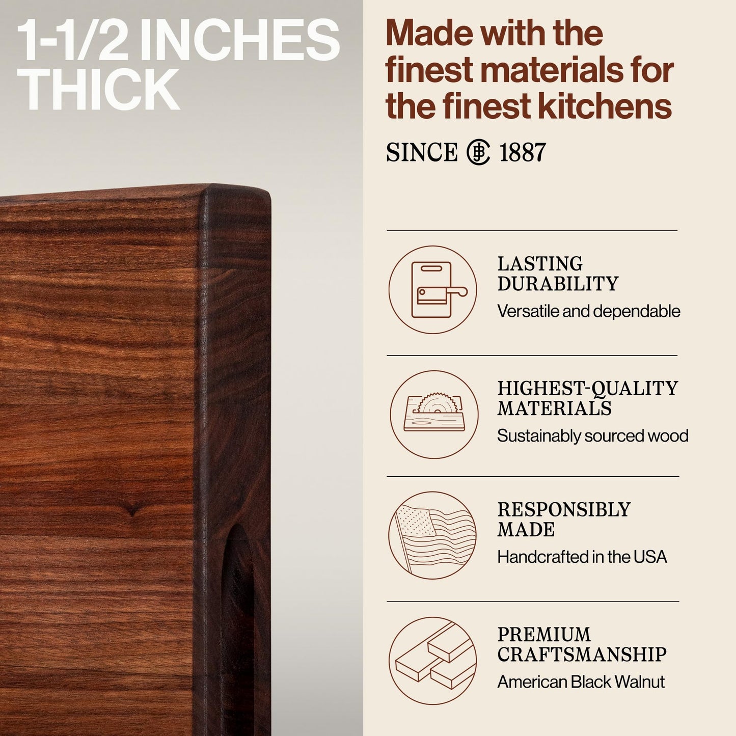 John Boos R-Board Series Maple Cutting Board (24”x18”x1.5”)