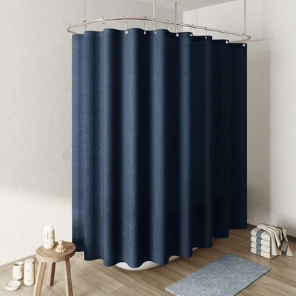 Naturoom Weighted Natural Flax Linen Shower Curtain Set