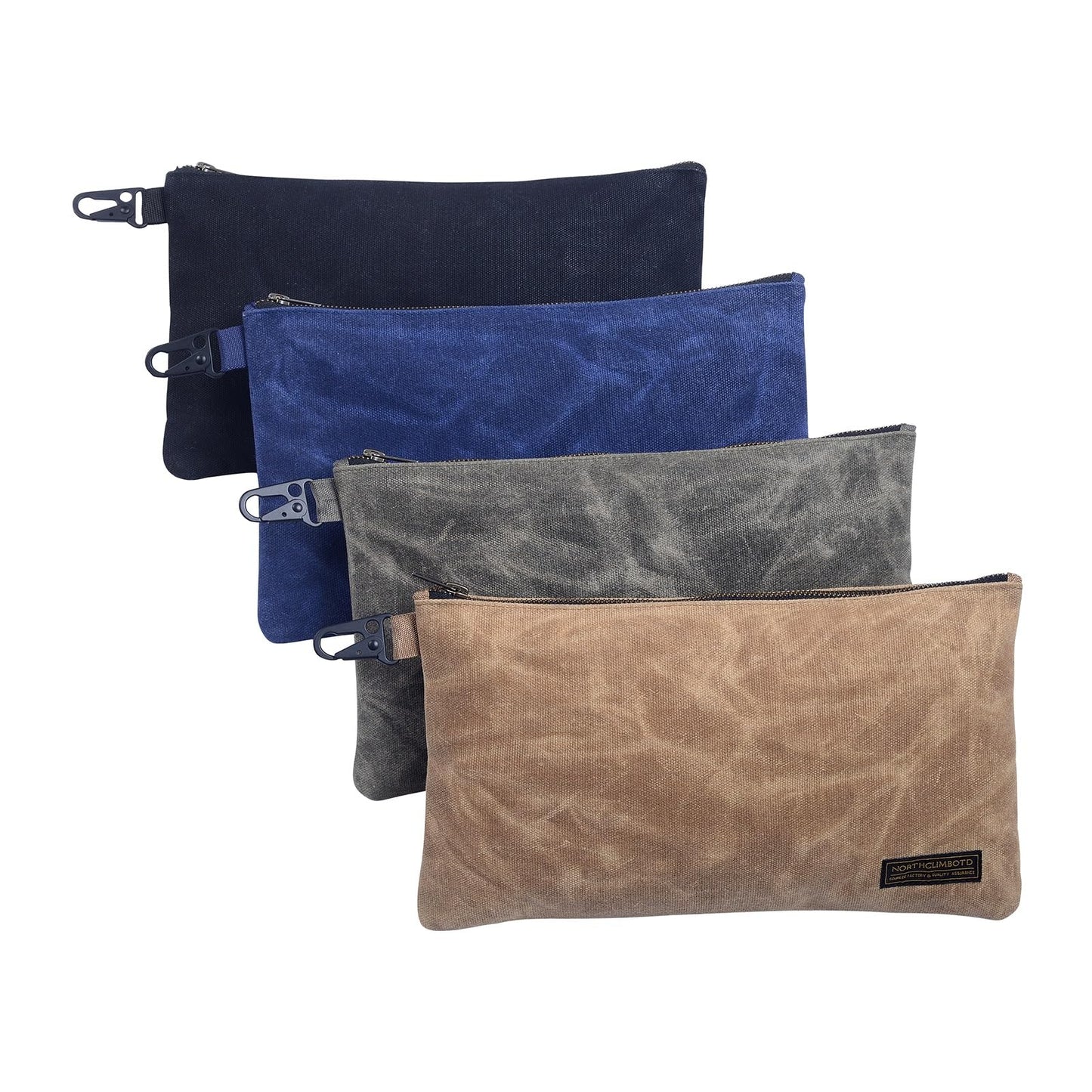 Waxed Canvas Heavy-Duty Zippered Utility Pouches (4-Pack)