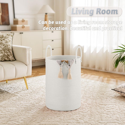 Artfeel 60L Handwoven Natural Cotton Rope Laundry Hamper