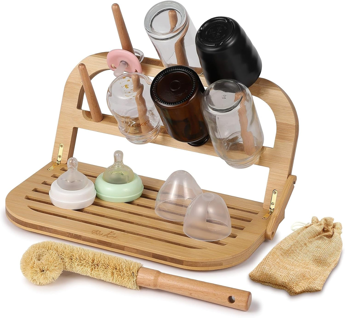 Bamboo Baby Bottle Drying Rack: Natural Space-Saving Wood Dryer