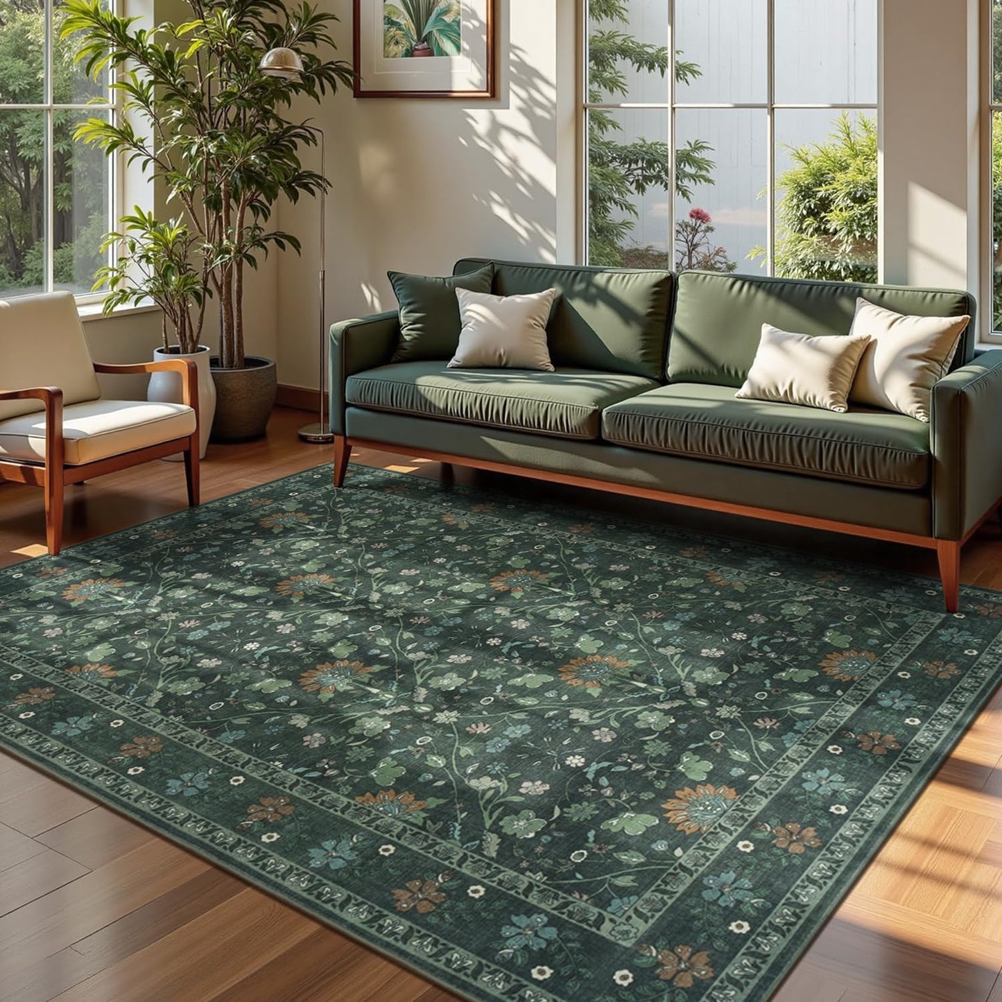 Vibrug Coastal Medallion OEKO-TEX Certified Washable Area Rug