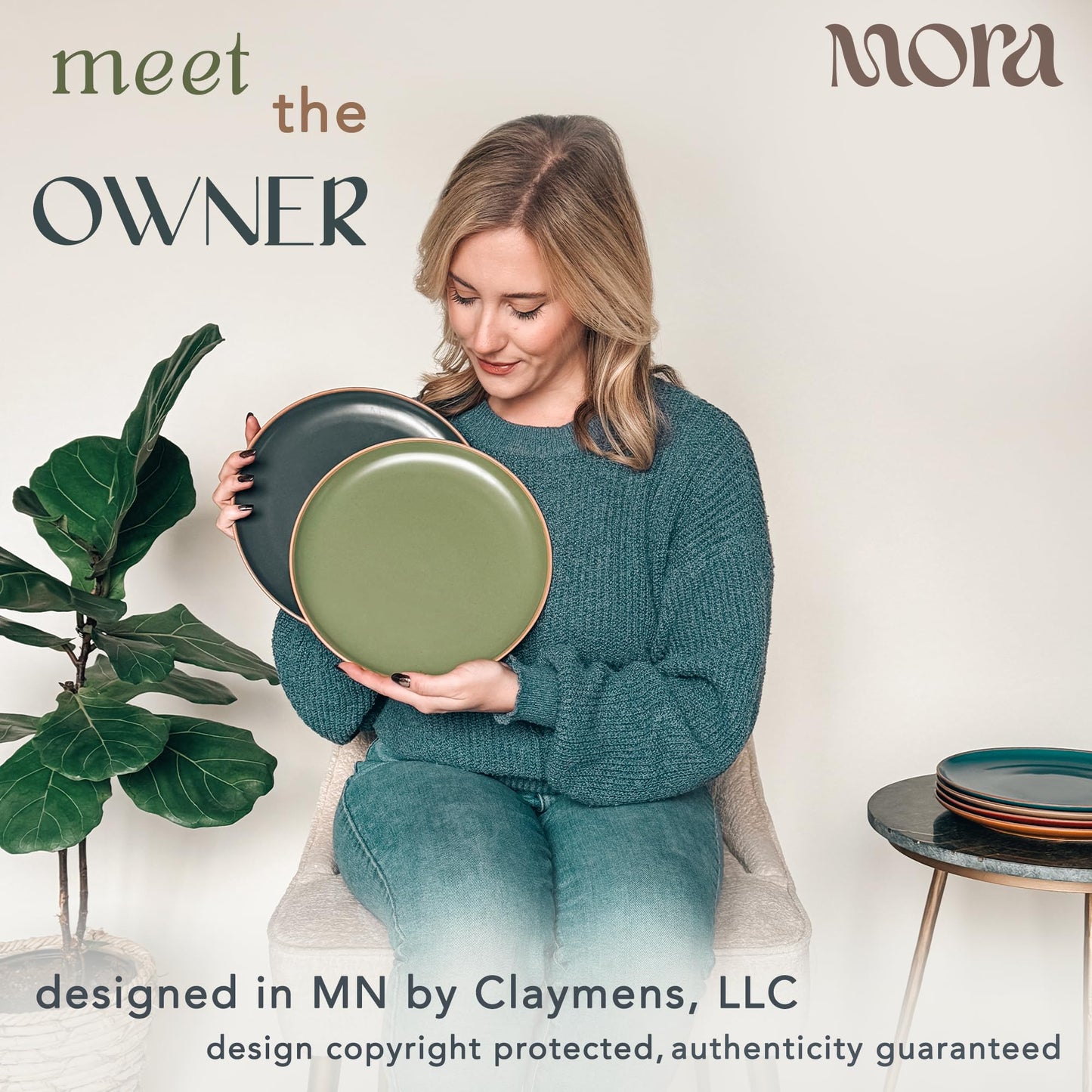 Mora Artisan Matte Ceramic Dinner Plates, Set of 6 (10 inch)