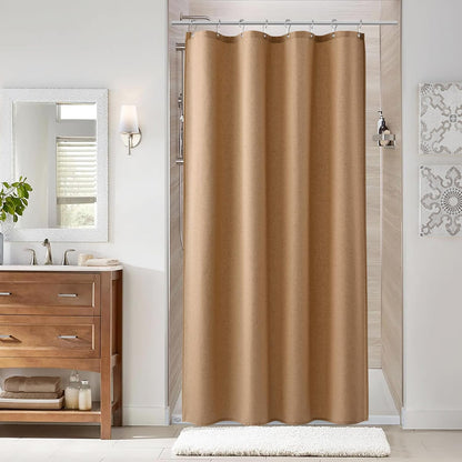 Naturoom Weighted Natural Flax Linen Shower Curtain Set