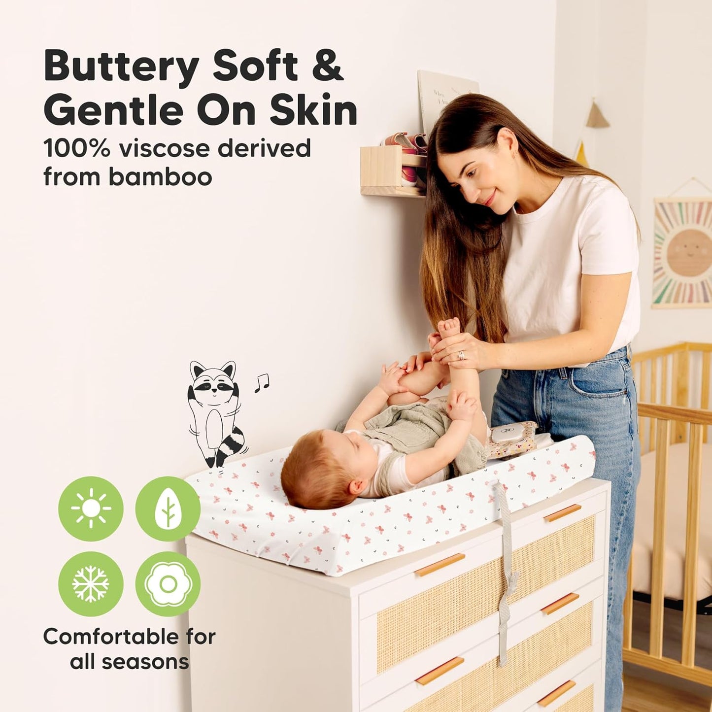 Soothe 100% GOTS-Certified Organic Cotton Changing Pad Covers (2-Pack)