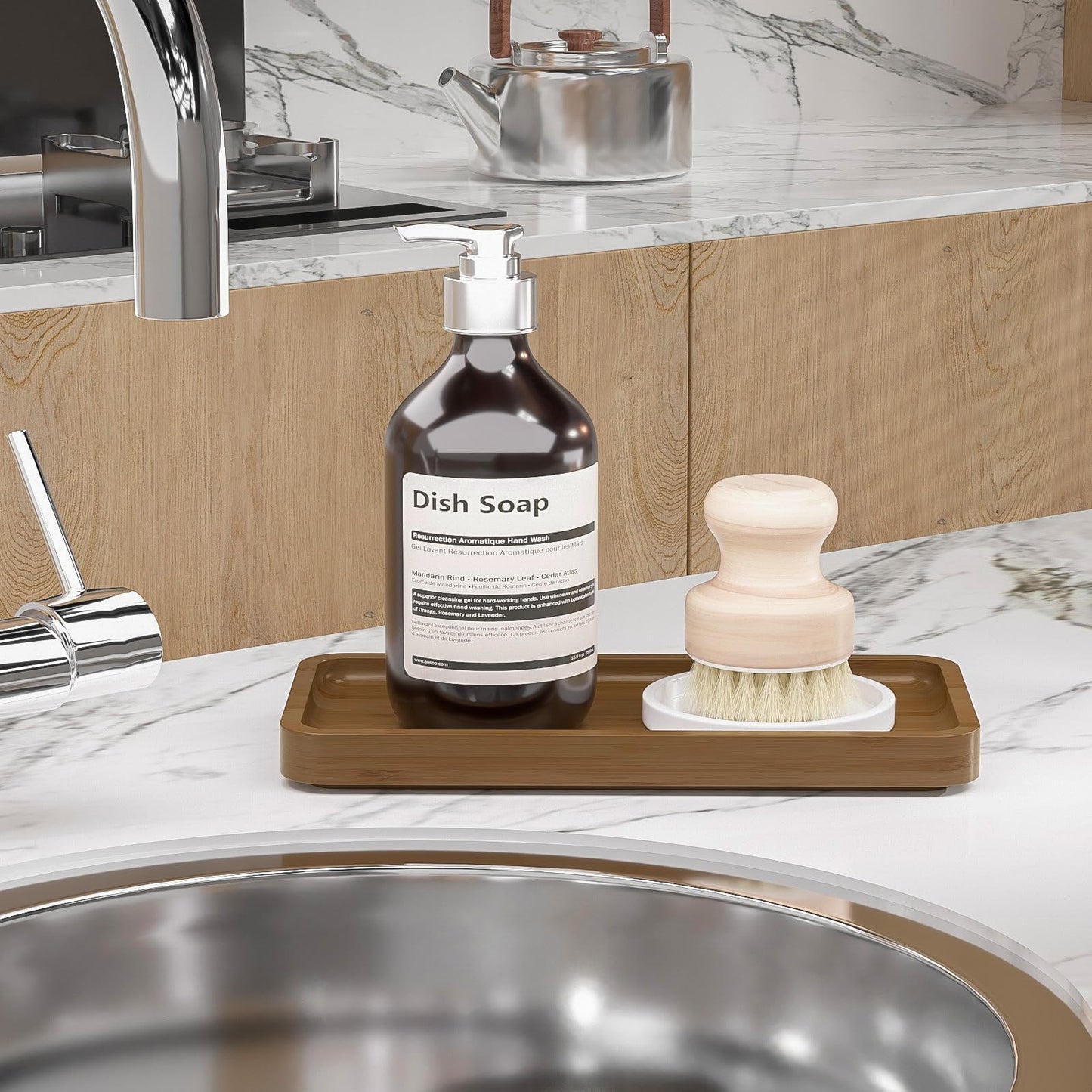 Sustainable Bamboo Bathroom Vanity Tray: Sleek Countertop Organizer