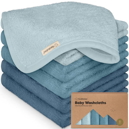 KeaBabies Bamboo Washcloths: 500GSM Ultra-Soft 6-Pack