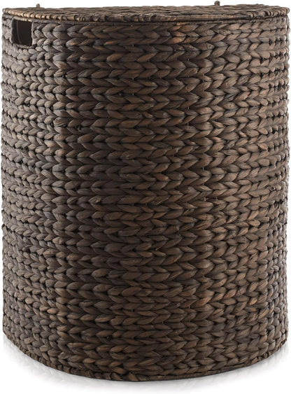 Casafield Handwoven Sustainable Water Hyacinth Half Moon Laundry Hamper