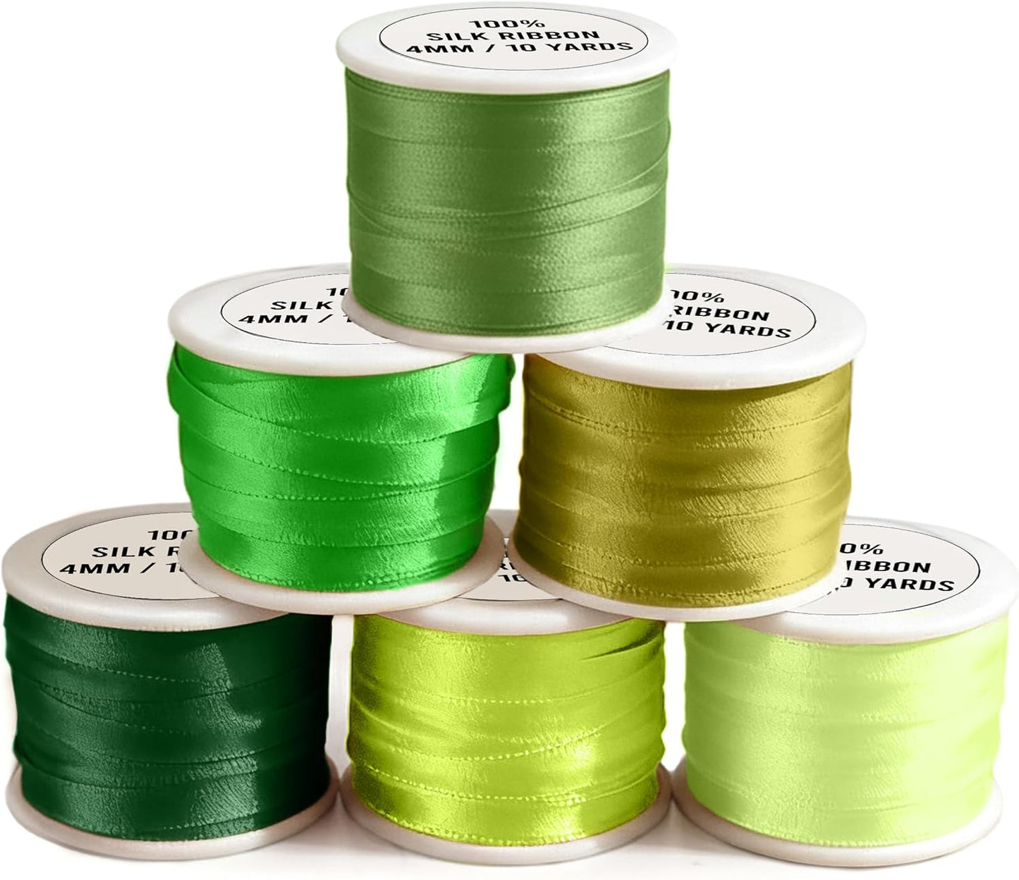 100% Pure Silk Ribbon: 6 Spools, Natural, Biodegradable Fiber for Elegant Detailing