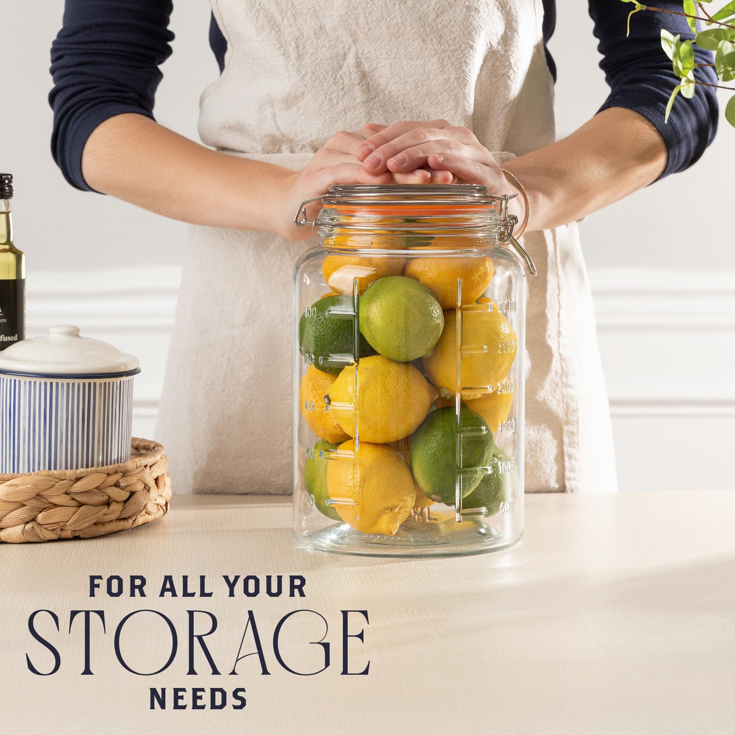 Kitchentoolz 1 Gallon Glass Mason Jar with Glass Lid