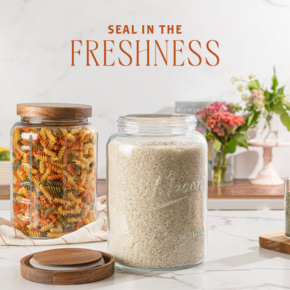 Kitchentoolz 1 Gallon Glass Mason Jar with Acacia Wood Lid