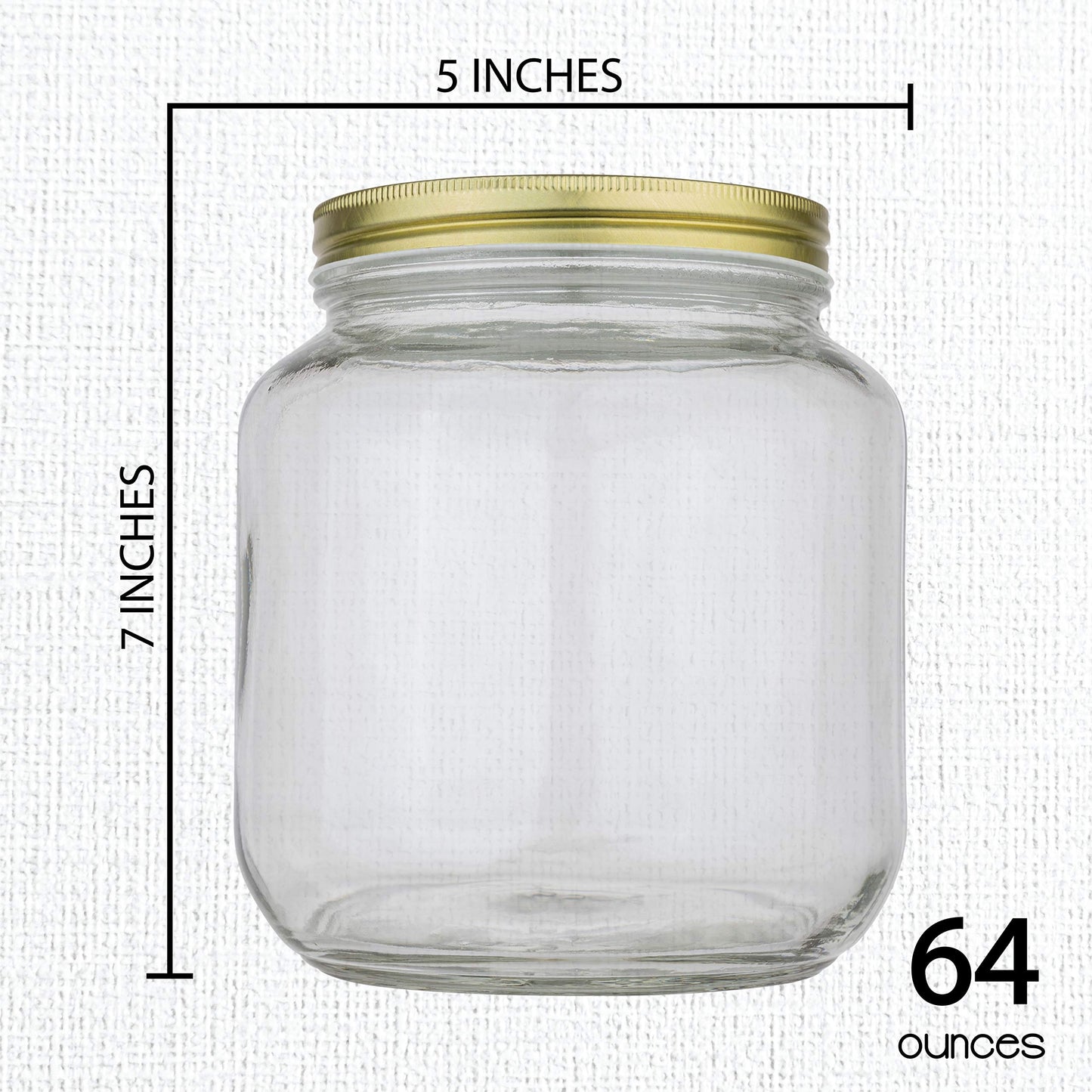 Kitchentoolz 64 oz Glass Mason Jars with Airtight Metal Lids (6 Pack)