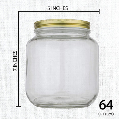 Kitchentoolz 64 oz Glass Mason Jars with Airtight Metal Lids (6 Pack)