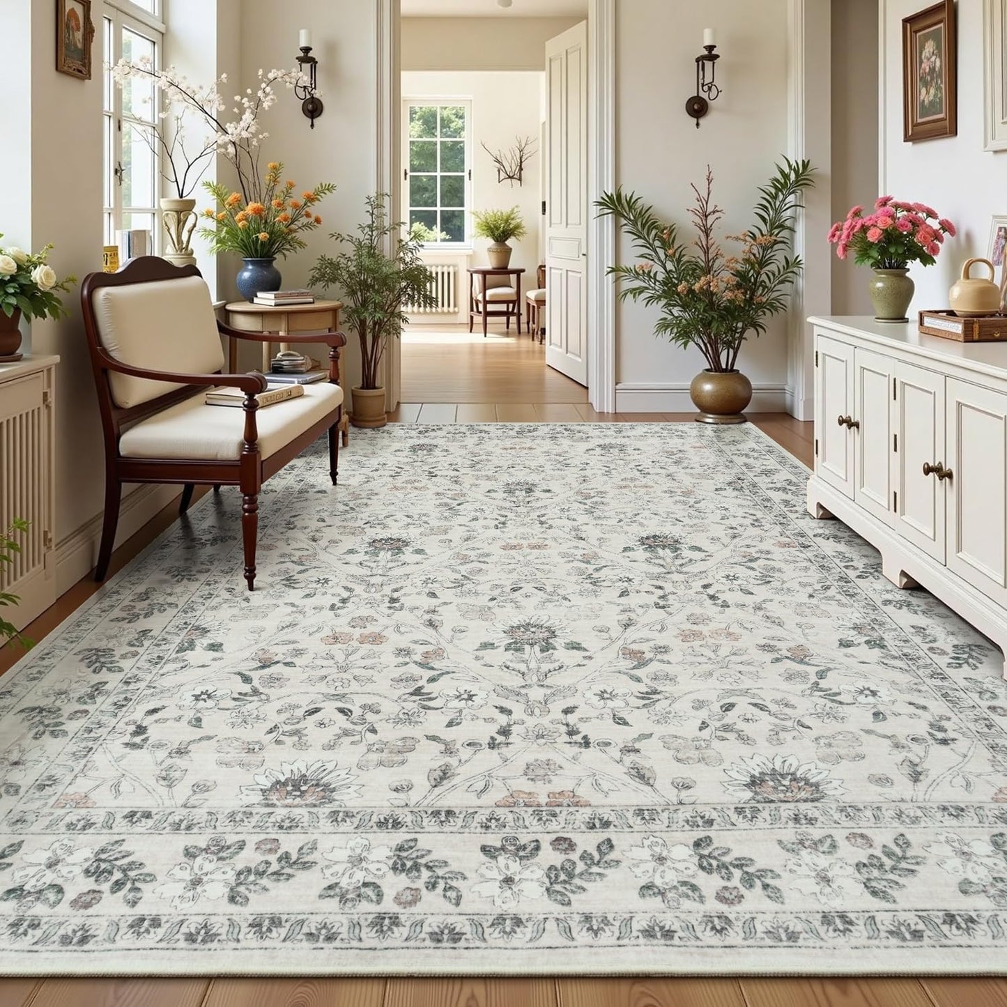 Vibrug Coastal Medallion OEKO-TEX Certified Washable Area Rug