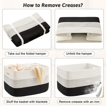 Artfeel 65L Rectangle Woven Natural Cotton Rope Storage Basket